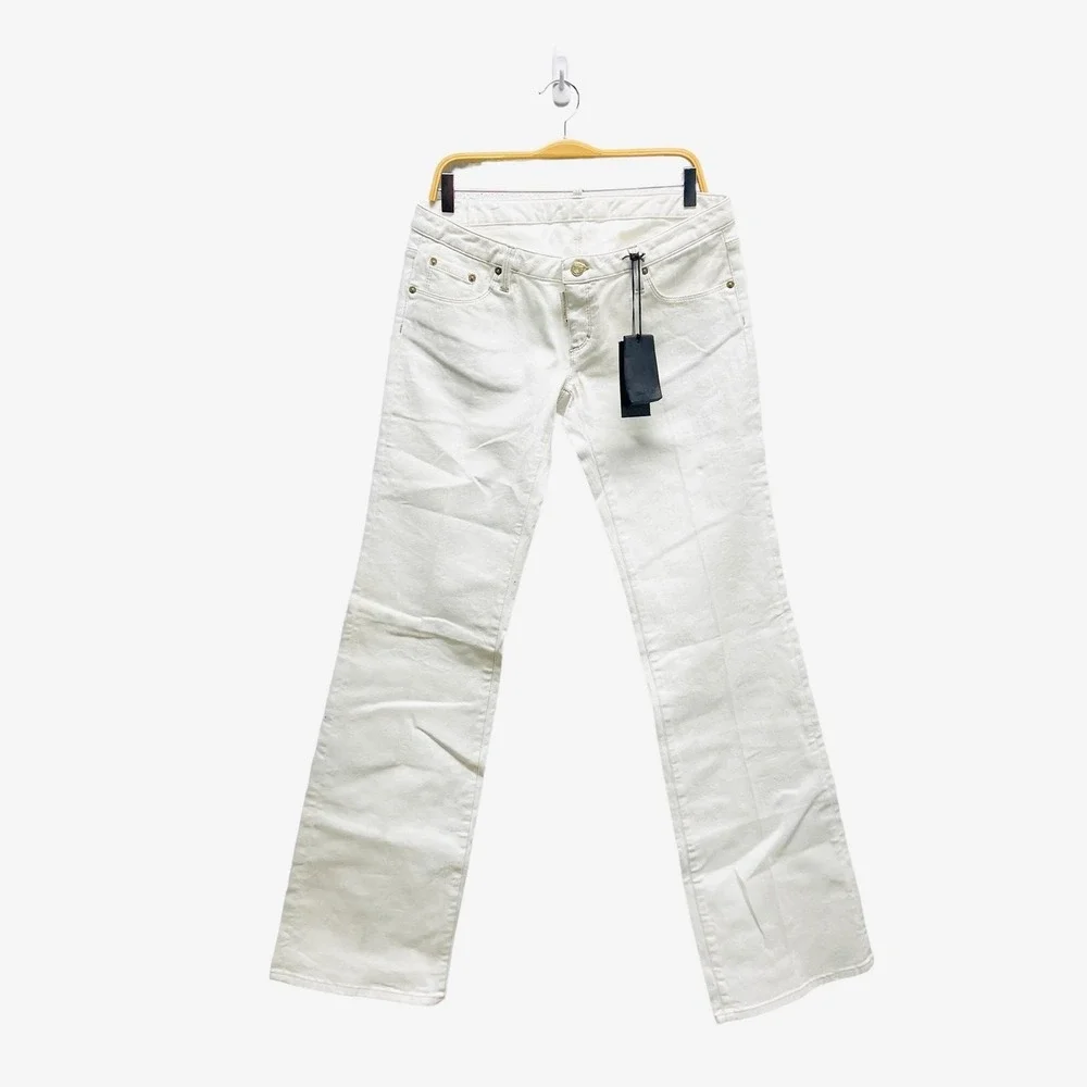 NWT DSQUARED2 Ivory Jeans Straight Leg Low Rise Y2K Women's‎ Size 40 (4 US)